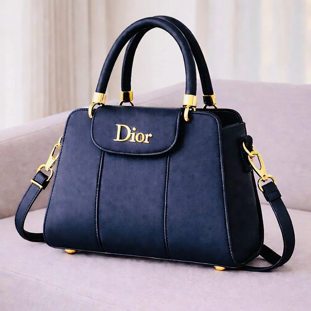 Blue Leather Womenβs Hand Bag β Top Handle & Strap