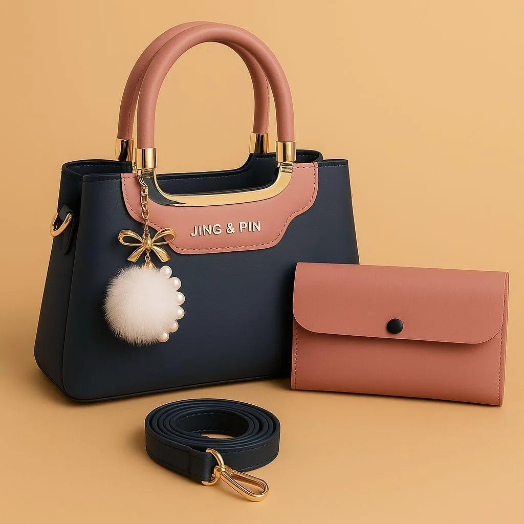JING & PIN Ladies Handbag Set with Clutch & Strap