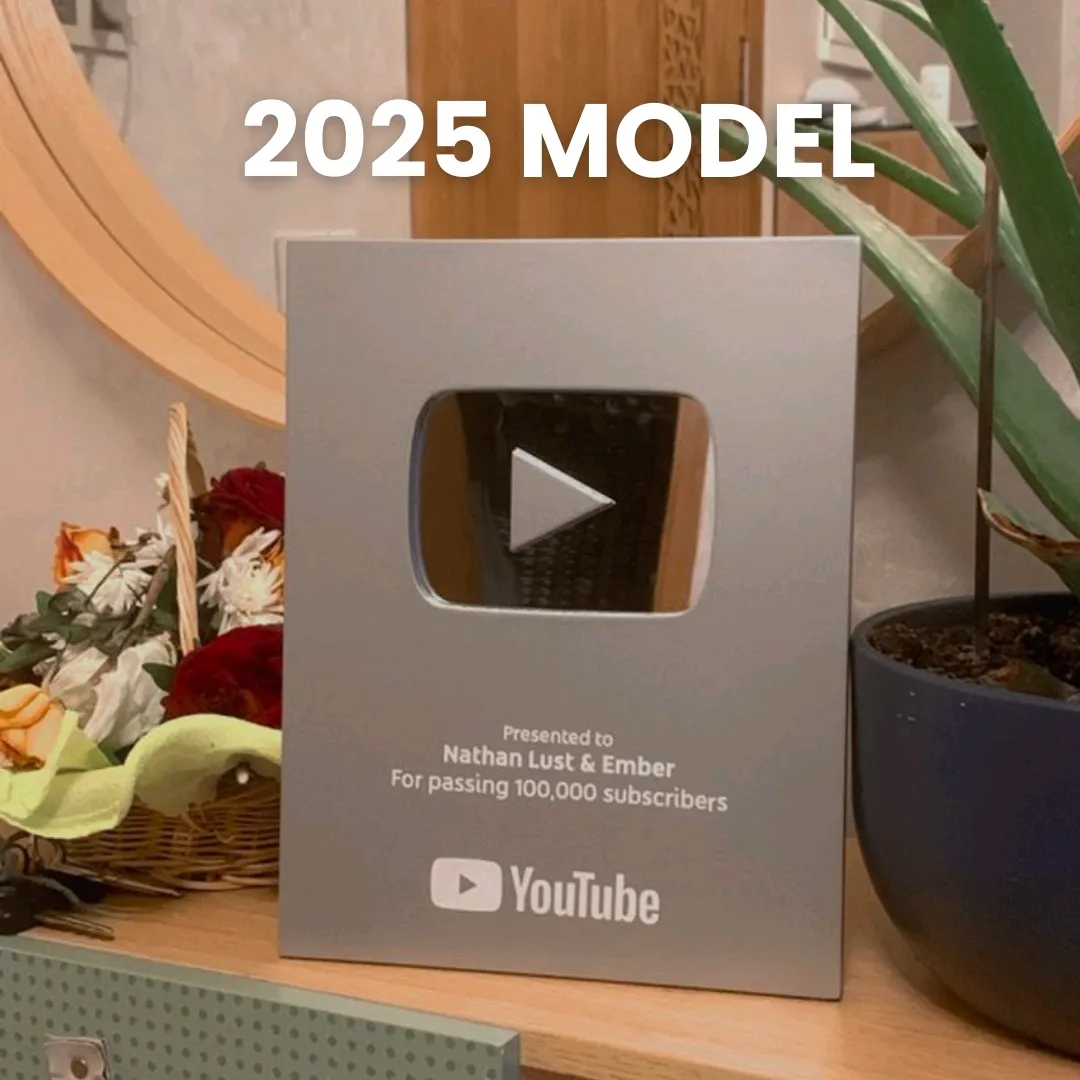 silver play button 2026 model ( 8 × 10 inch )
