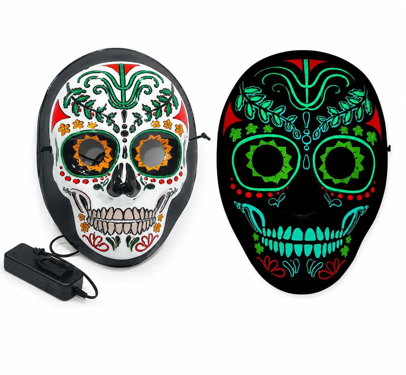 LED Sugar Skull Mask – Day of the Dead Light Up Mask