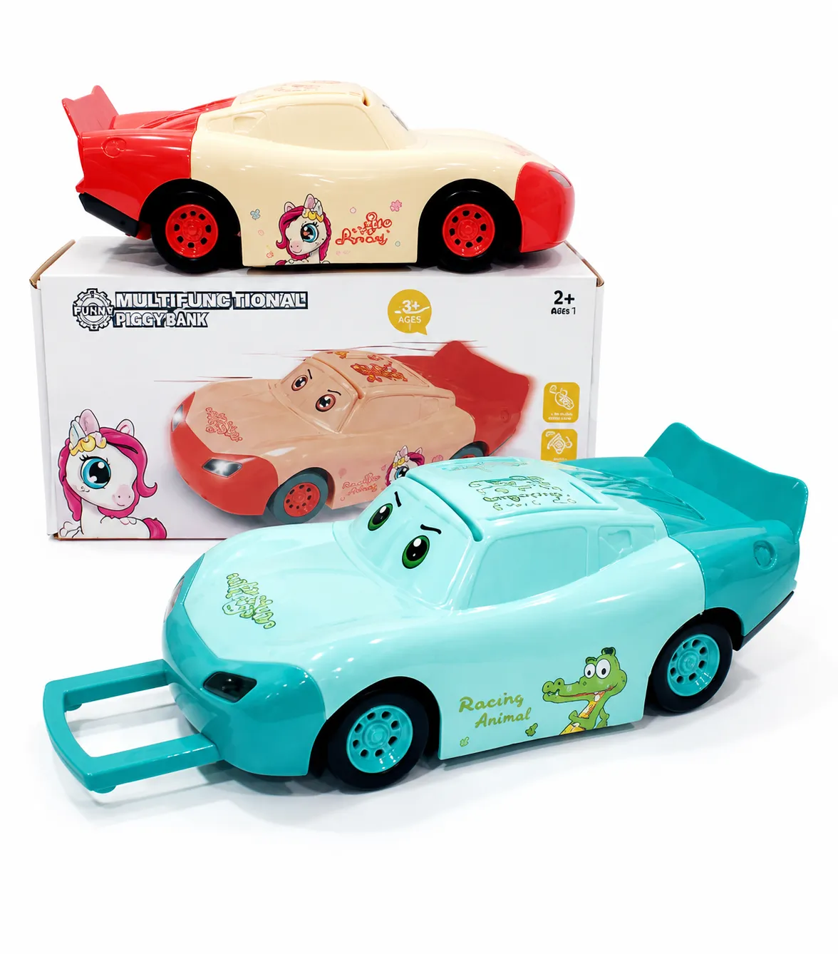Multifunctional Car Piggy Bank – Pull-Along Toy Racing Car