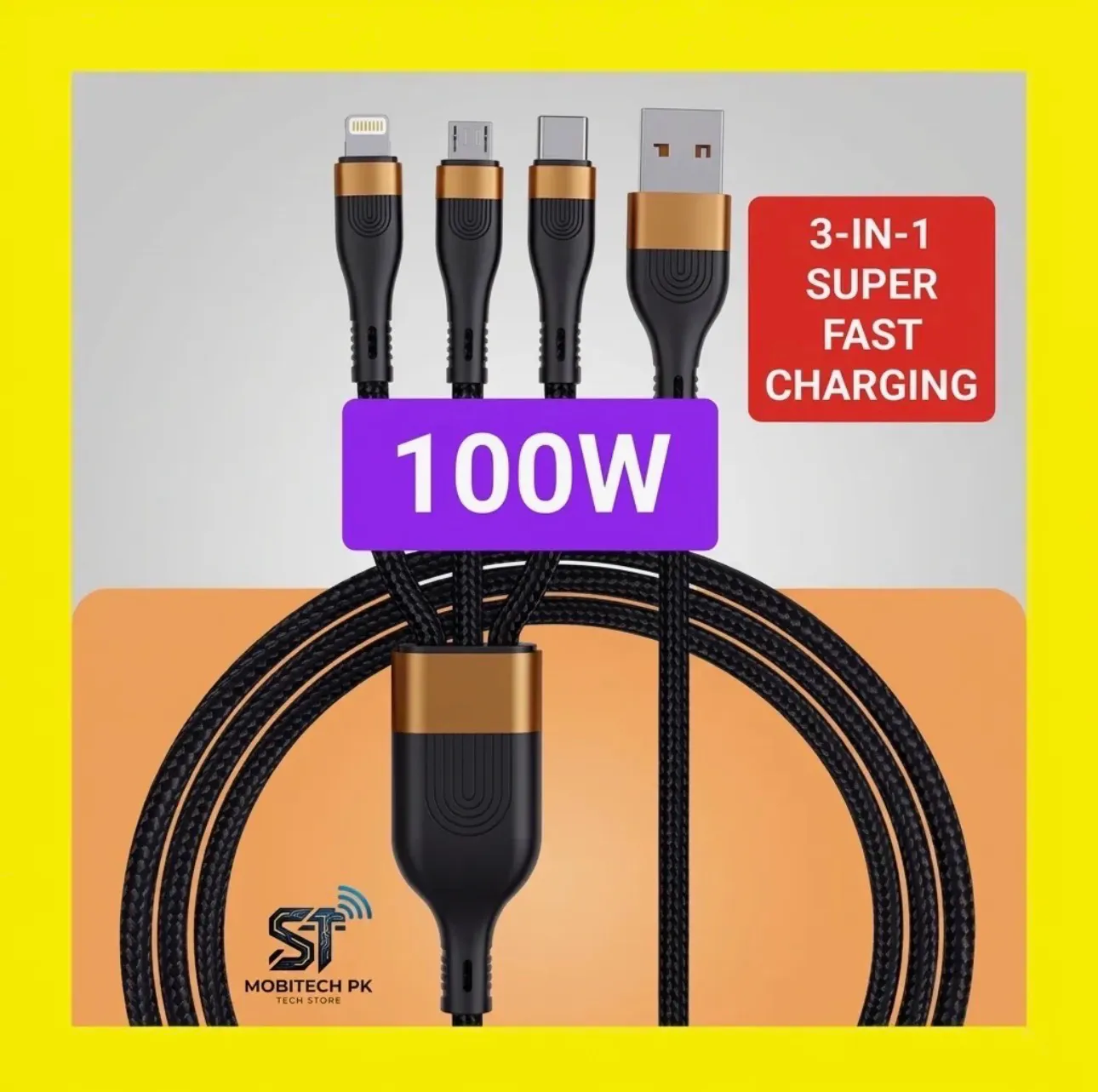 100W Super Fast Charging 3-in-1 & 4-in-1 Multi USB Cable 1.2M | Universal Fast Charging Cable | ST M