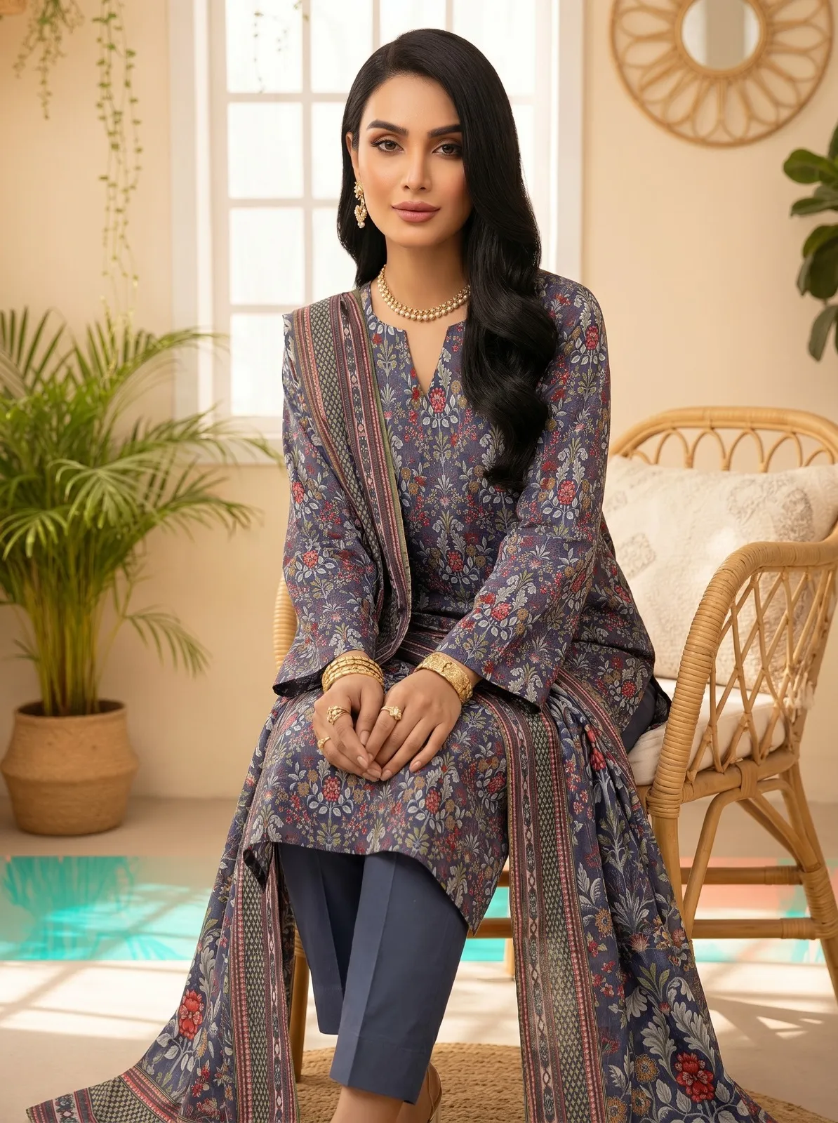 3PC SUIT PRINT + EMB D7