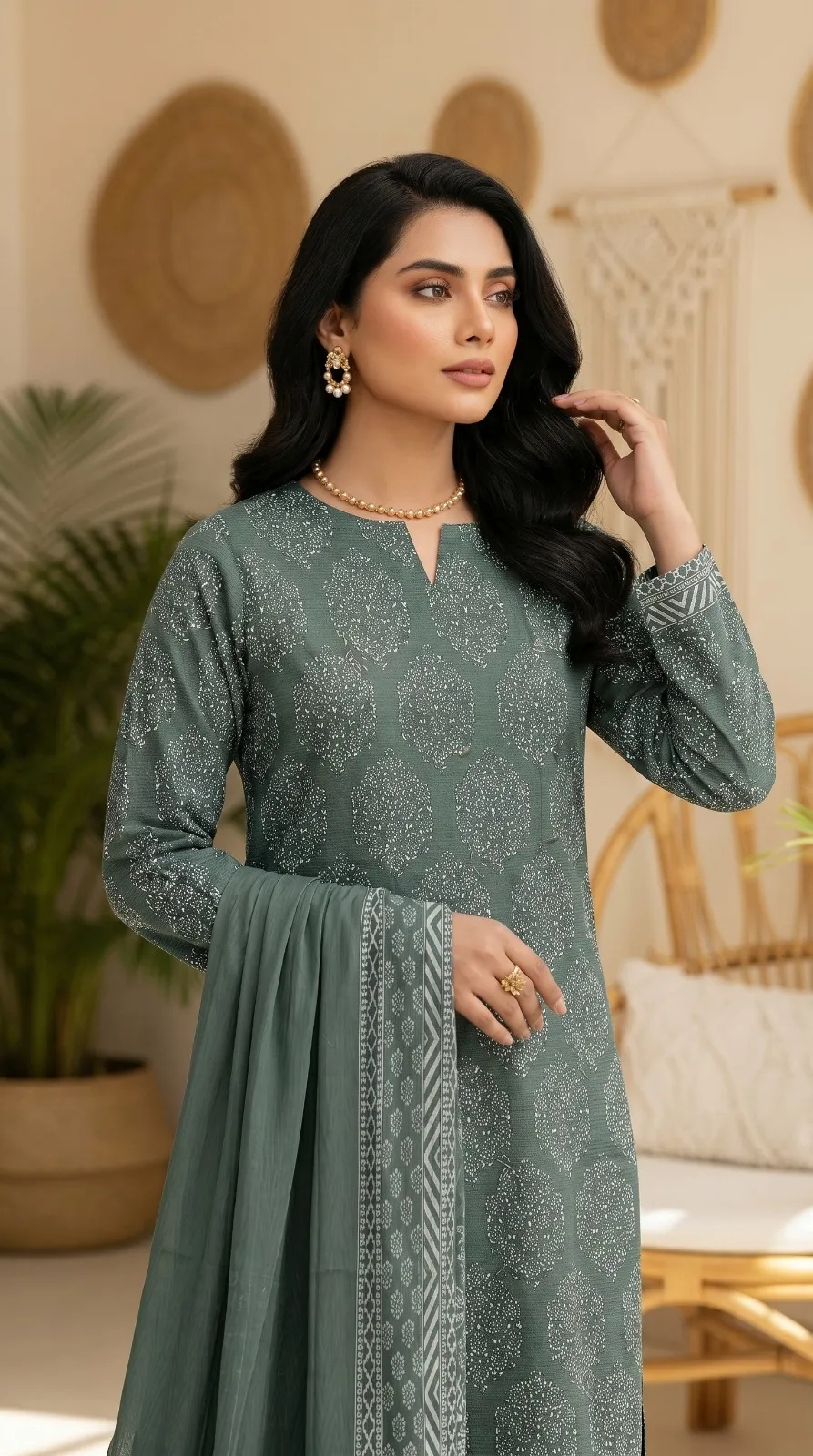 3PC SUIT PRINT + EMB D8