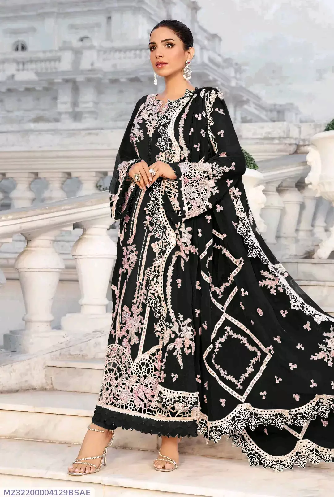 woman's Unstitched Embroidered Suit