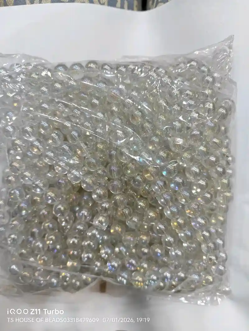 white multi canja beads 8mm 10 lari pack