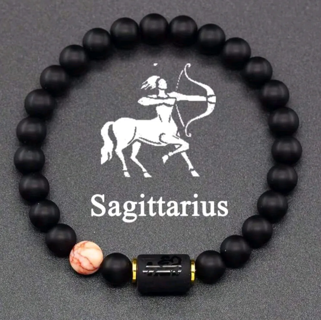 Sagittarius Zodiac Bracelet/PEACH/PINK ACCENT BEAD