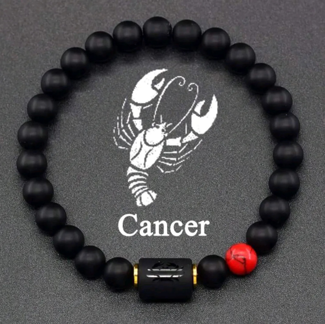 Cancer Zodiac Bracelet/RED BEAD