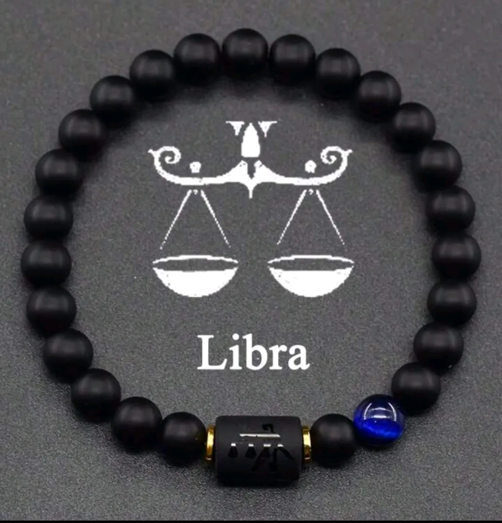 Libra Zodiac Bracelet/DARK BLUE ACCENT BEAD