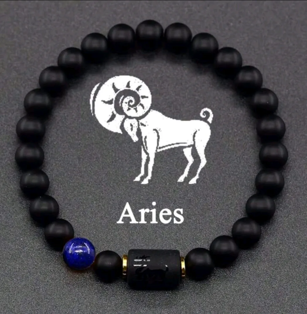 Aries Zodiac Bracelet/BLUE BEAD
