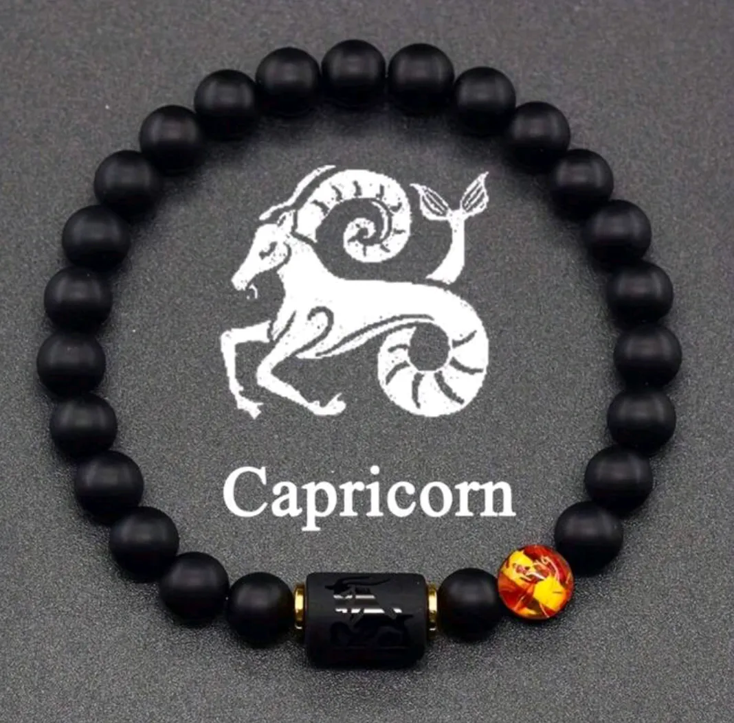 Capricorn Zodiac Bracelet /ORANGE/YELLOW ACCENT BEAD