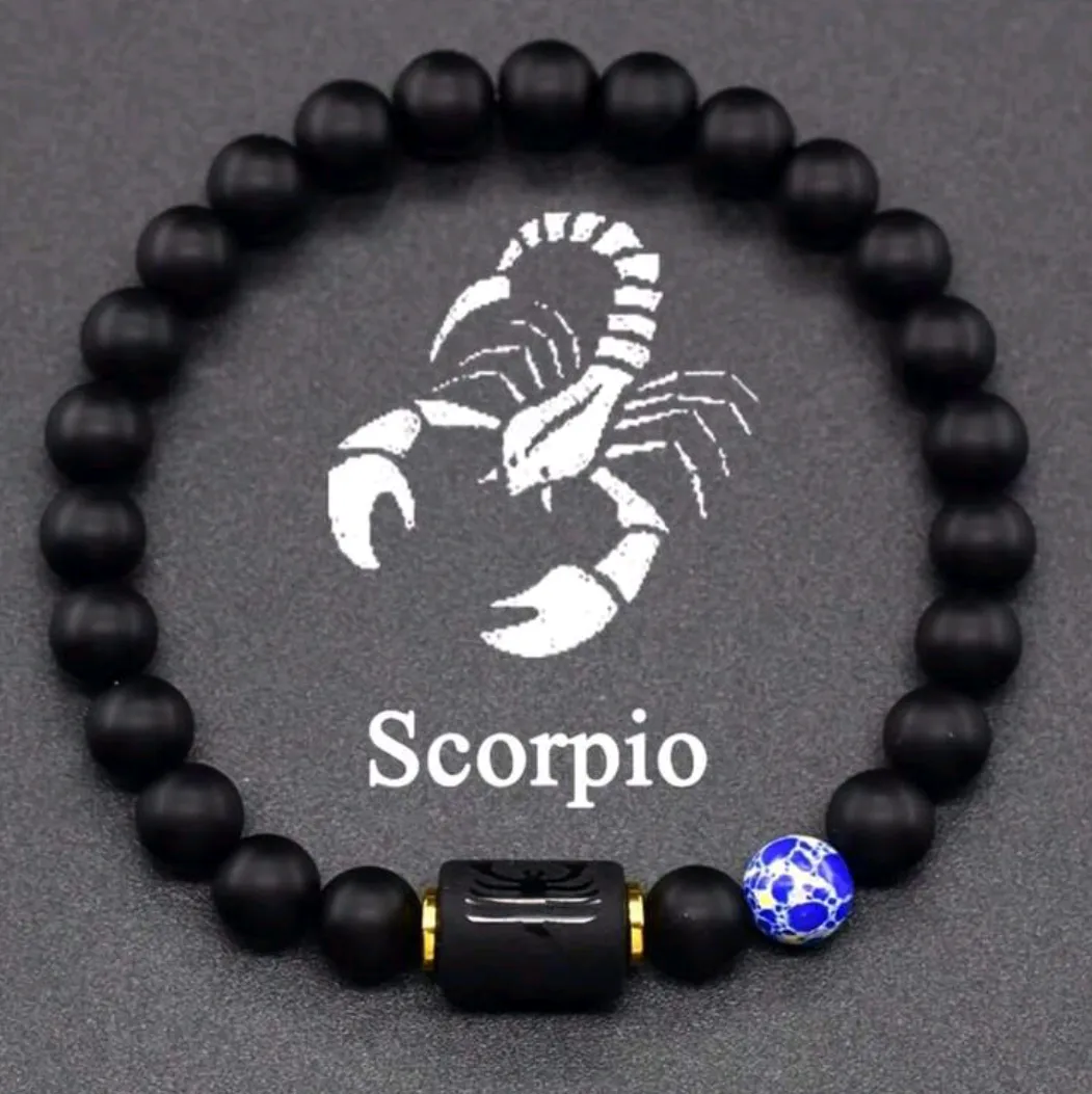 Scorpio Zodiac Bracelet/BLUE ACCENT BEAD