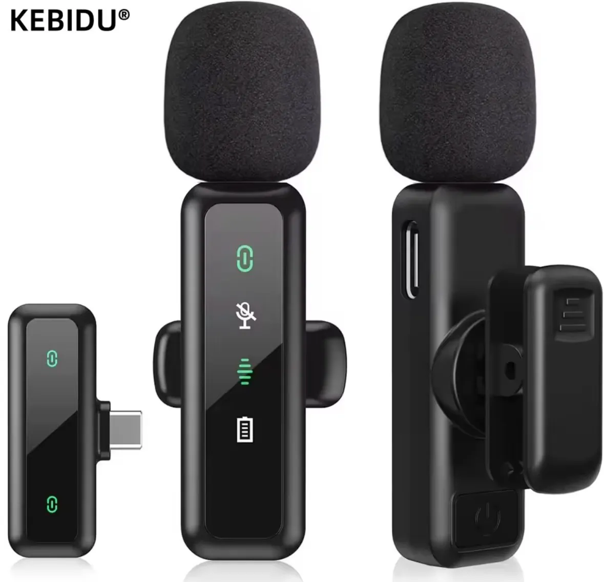 Lavalier Wireless Microphone 80mAh Rechargeable Battery Clip-On Podcast Mic for Streaming Vlogging V