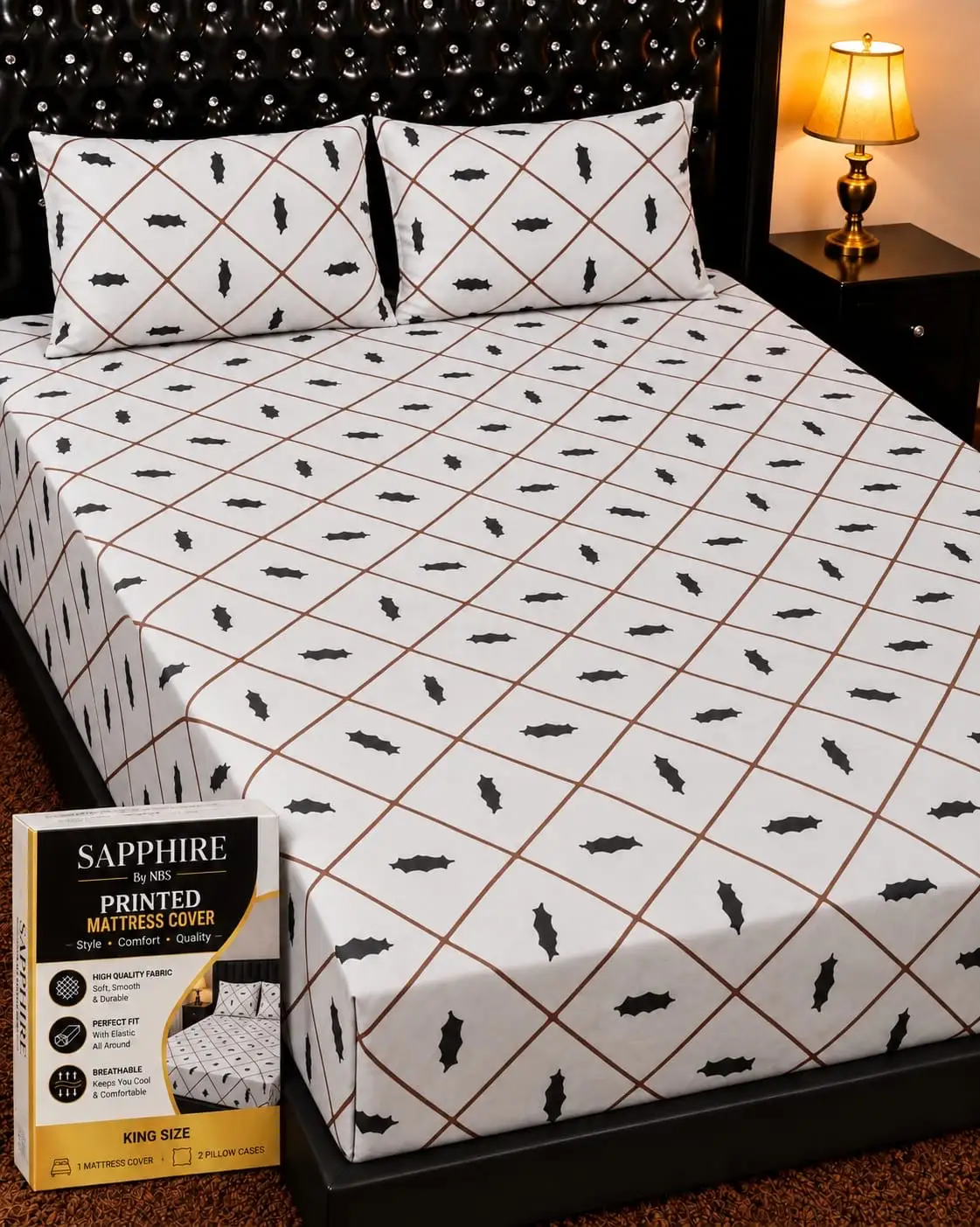Printed waterproof 💯 Mattress cover with pillow covers😍