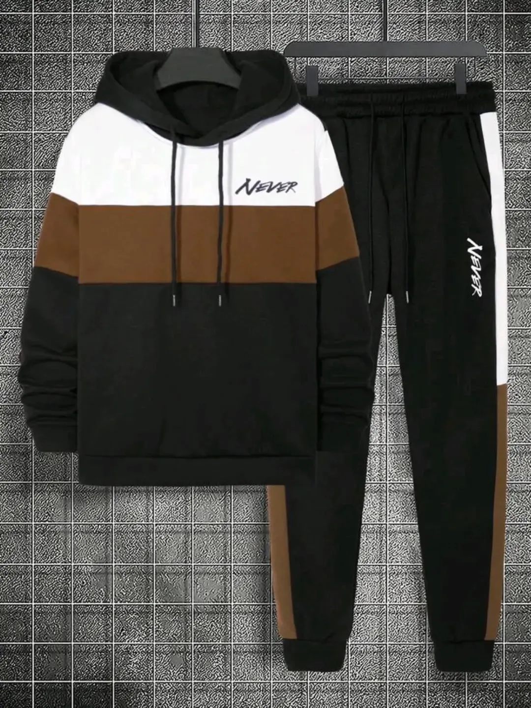 2 Pcs Men's Fleece Printed Hoodie Track Suit